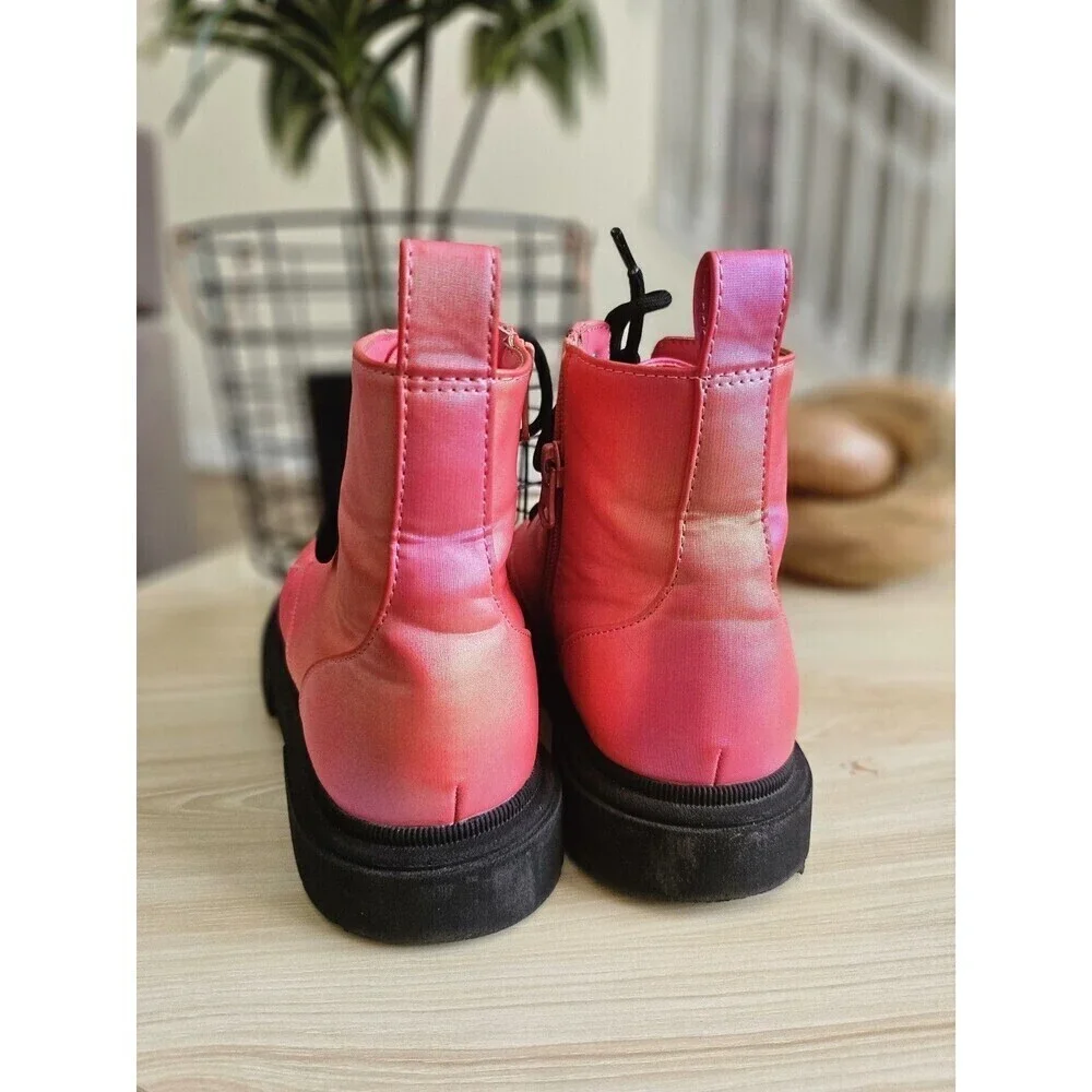 Art Class Boots Youth Size 4 Combat Lace Up Chunky Sole Shoes Girls Iridescen.